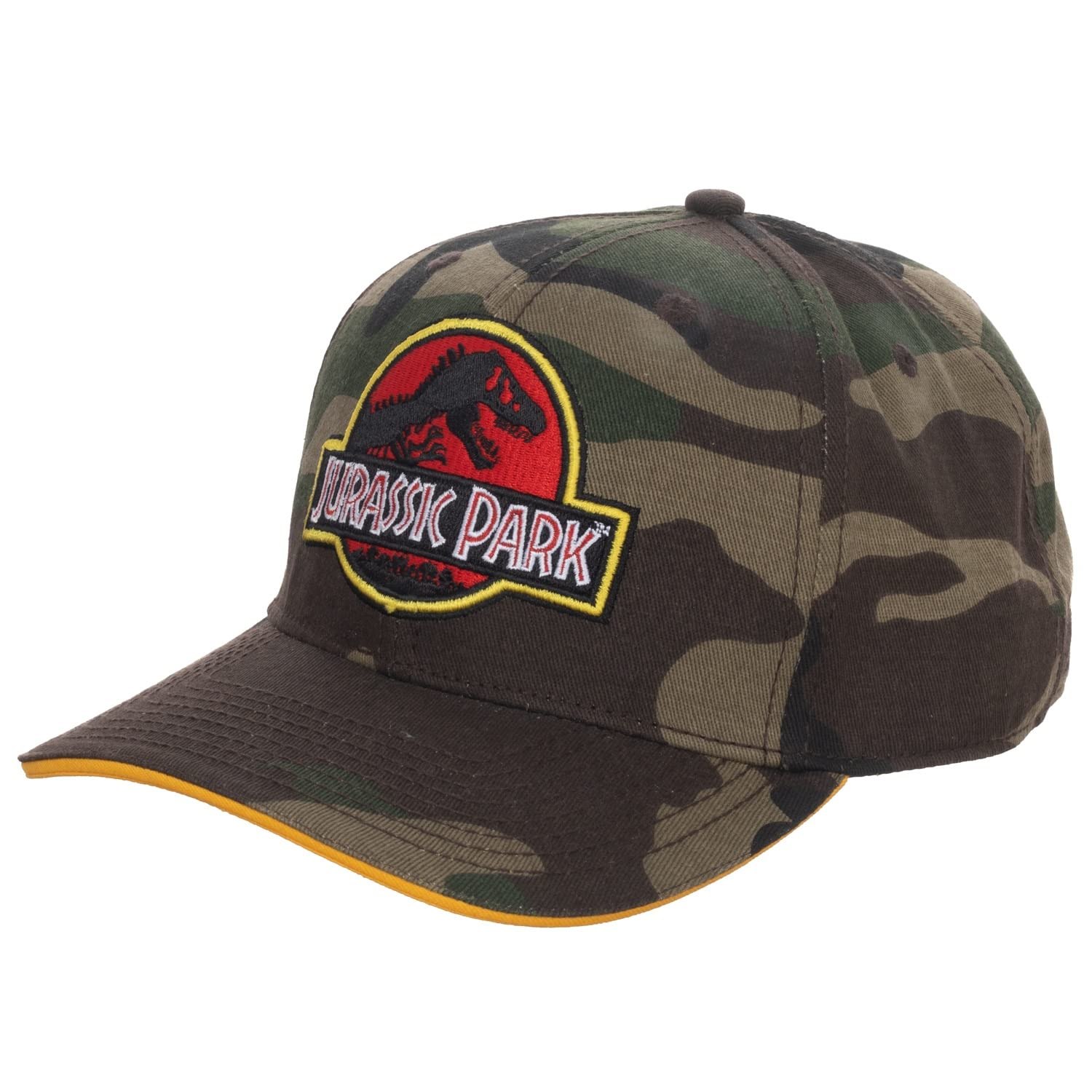 BioworldJurassic Park Camo Dinosaur Pre-Curved Embroidered Logo Snapback Hat