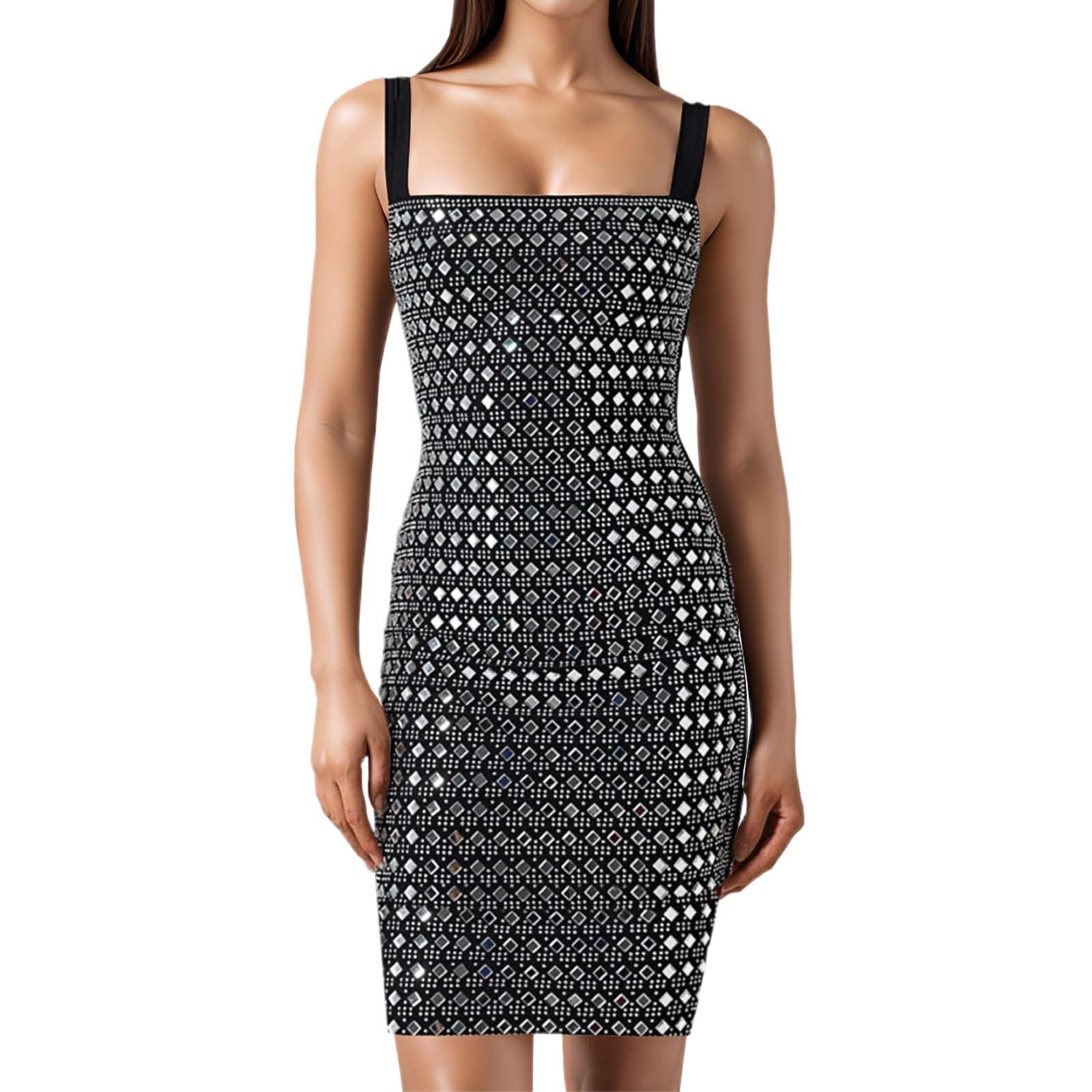 KarnevalskostüMe Damen - Stilvolles Damen Abendkleid mit Figurbetonter Passform Strass-Spaghettiträgern als Elegantes Cocktailkleid für Festliche Anlässe