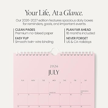Karto Wall Calendar 2026-2027 8.5x11 in - All Pink