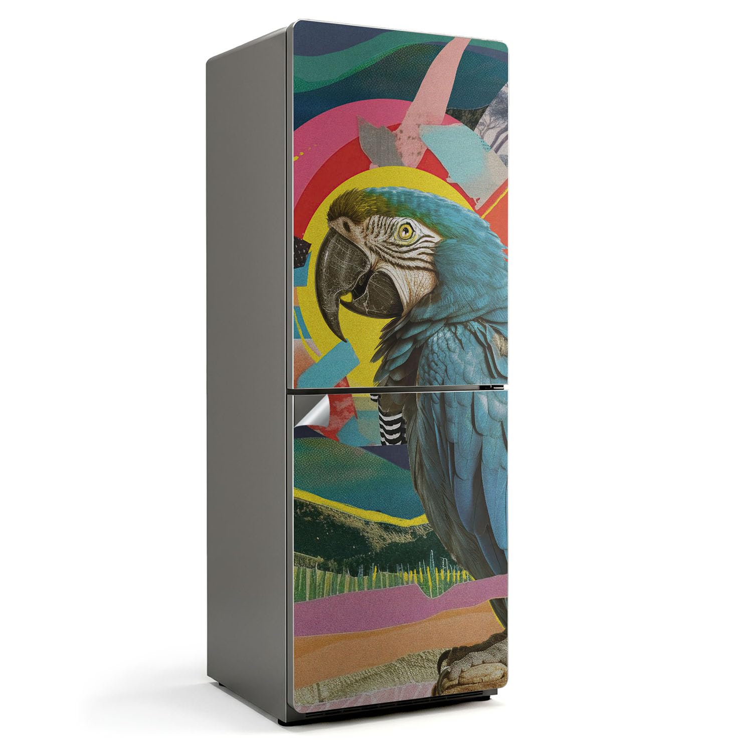 Sticker réfrigérateur 70x190 cm perroquet déco cuisine moderne autocollant