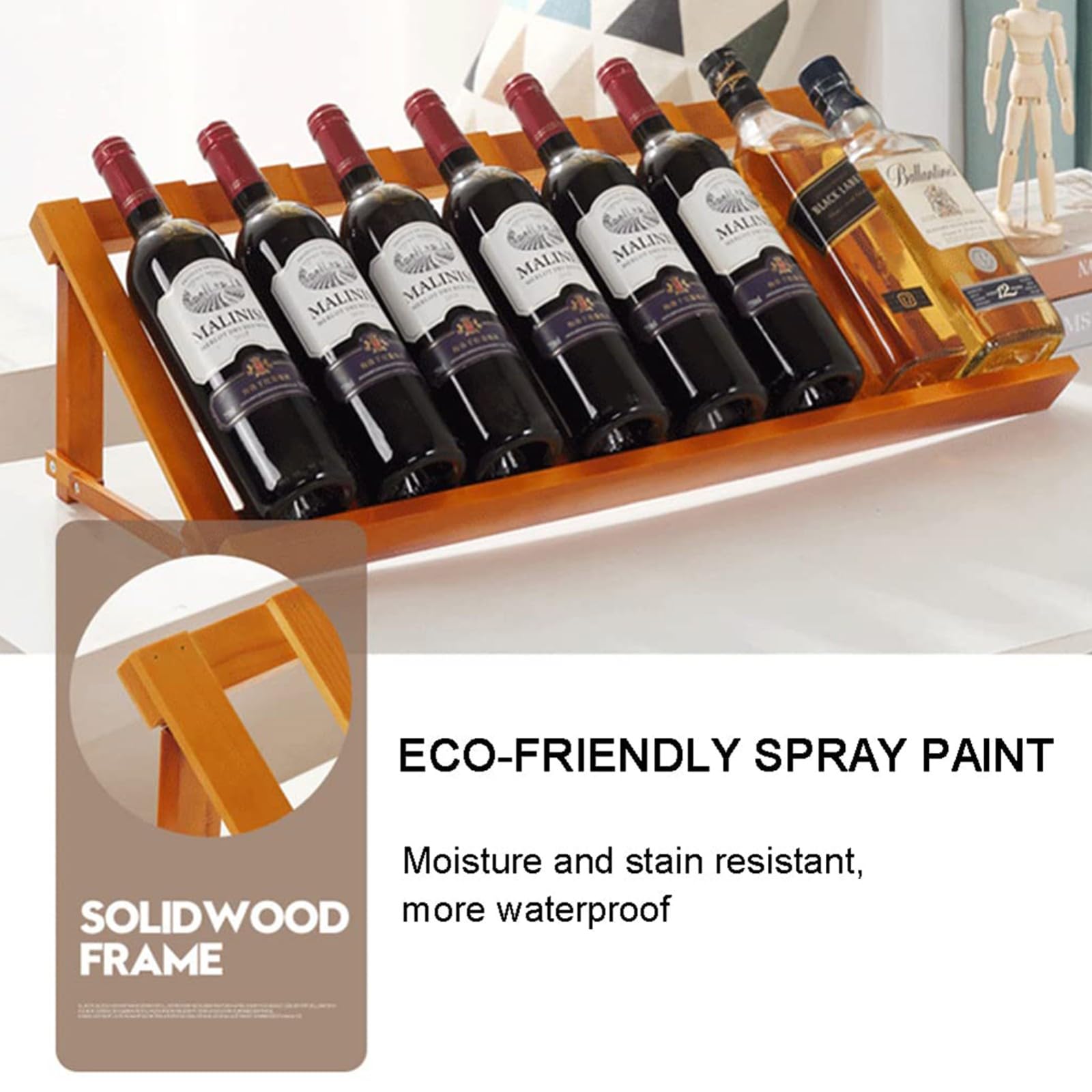 Botellero De Madera Apilable, Estante De Almacenamiento De Vino, Estantes De Almacenamiento De Vino De Bricolaje De 6 Botellas, Botellero para Cocina, Despensa, Bodega, Gabinete Charcoal