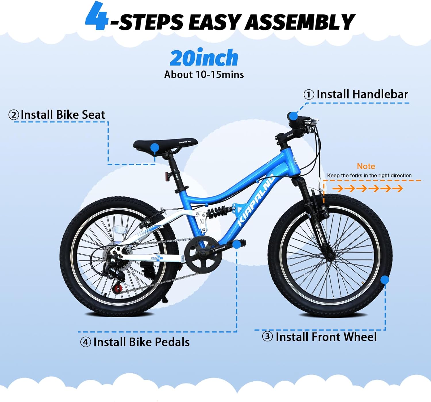 20 Inch Mountain Bike, 7-Speed Adult Dual-Suspension Mountain Bicycle with Sturdy Steel Frame, Excellent Twist Shifting, Dual Handbrake & Adjustable Seat for Men Women