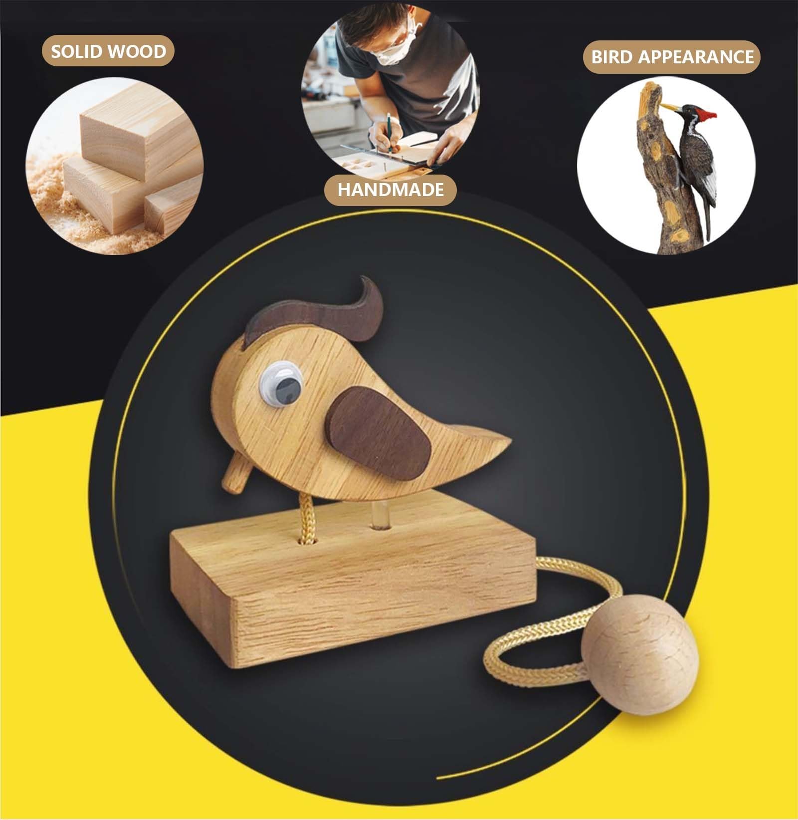 Eingangstür-Pieated-Specht-Klopfer, Specht-Türklopfer, Türklingel aus massivem Holz, Schlafzimmertür, exklusive Dekoration, Natur-Geschenk, Outdoor-Dekoration