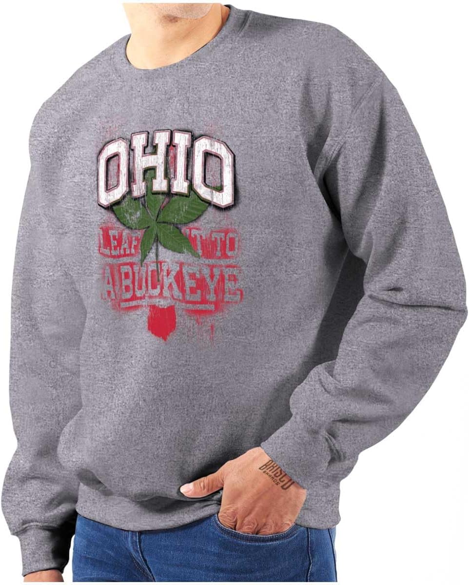 Brisco Brands Ohio Stenciled Buckeye Leaf OH Cool Sweatshirt for Men or Women