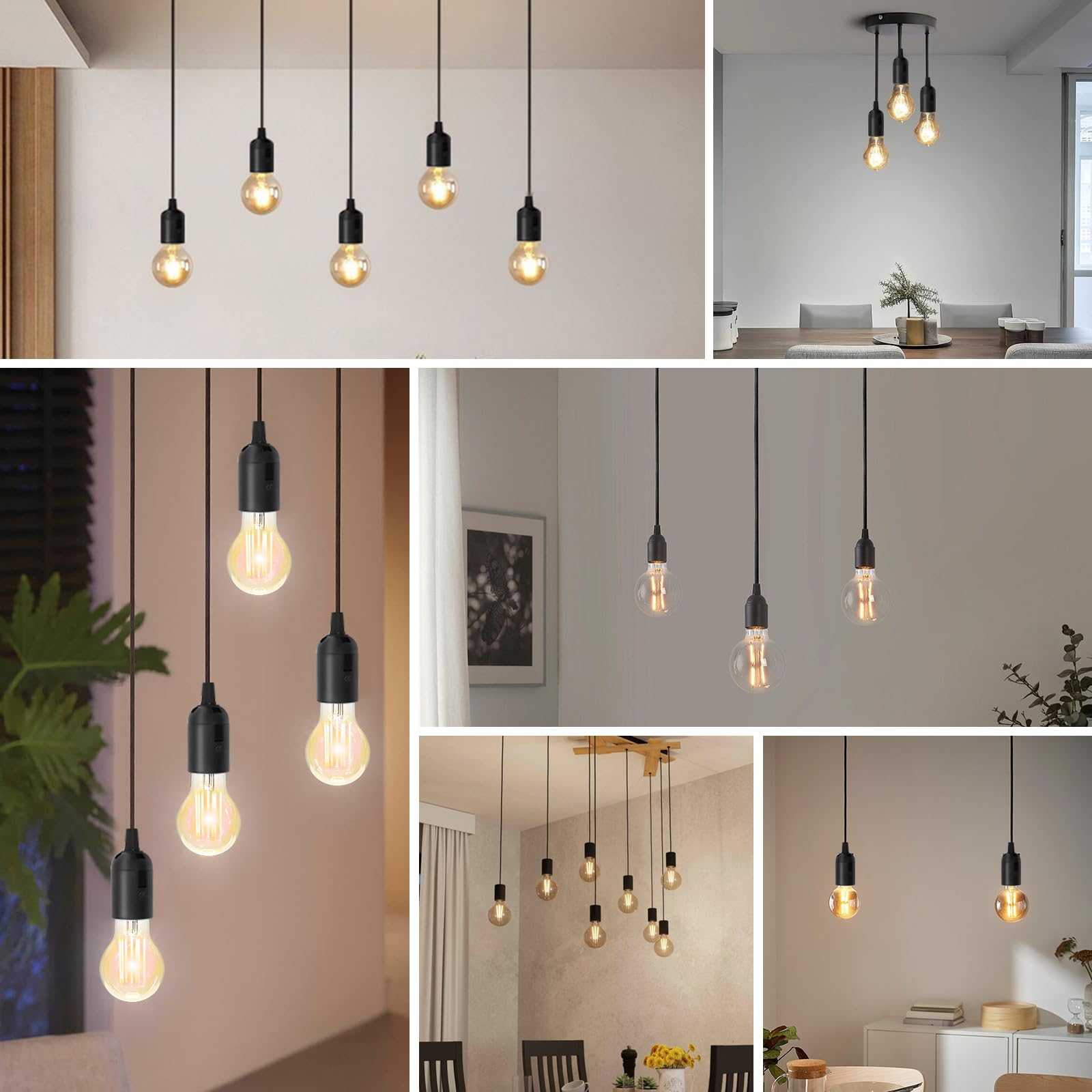 16 Pezzi Portalampada E27 con Cavo + 6 Lampadina LED E27 + 1 Pezzo Tester di Tensione VDE,Lampade Basi con Filo e Terminale,Lampadine LED Luce Calda per Cantiere,Soggiorno,Lavori