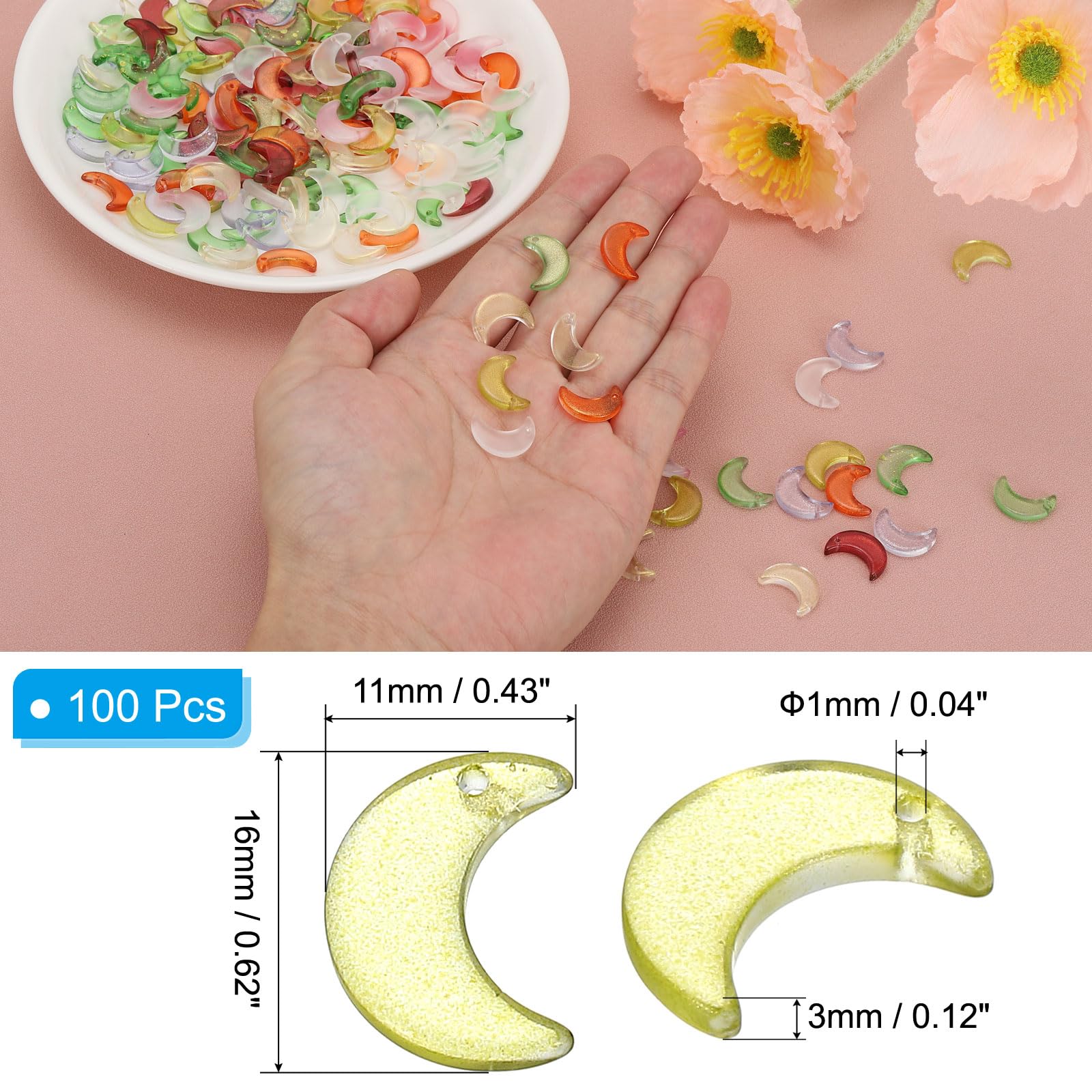 PATIKIL 16x11mm Moon Beads - Image 2