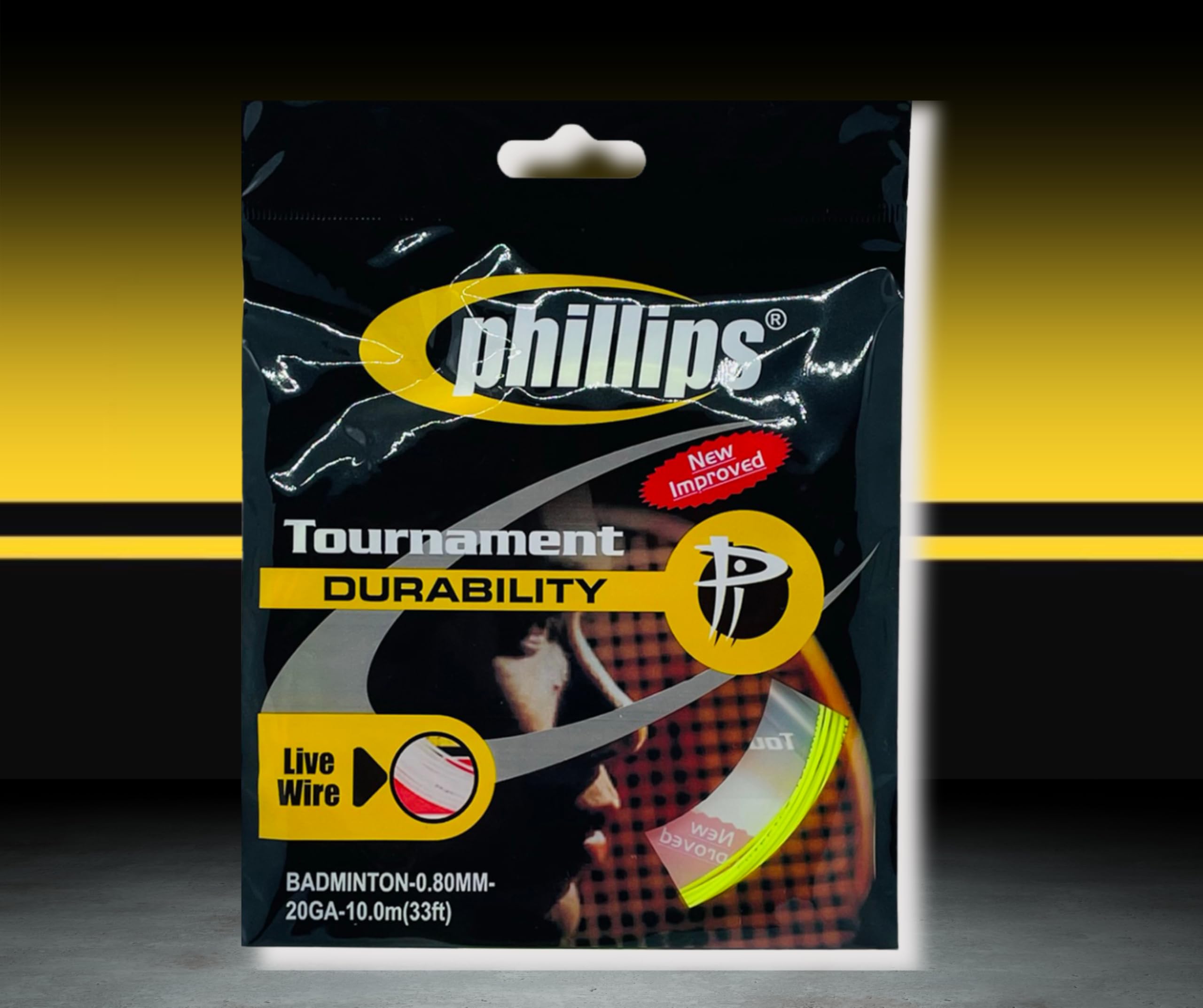 Phillips Tournament Badminton String I 0.80 mm Gauge High Repulsion & Power I Superior Durability & Tension Hold I Available in Neon Green, Blue, White, Black, Cream Color (Neon Green)-image-23