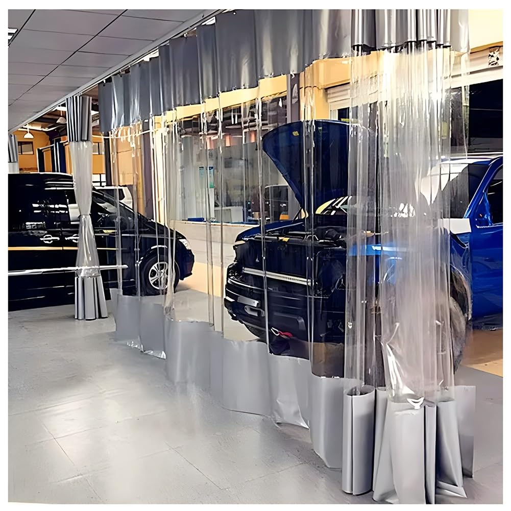 GJMSSMY Garage Divider Curtains, Industrial Vinyl Panels Waterproof Curtains with Eyelets, Warehouse Divider Curtain Wall, Quick Rolling and Easy to Clean, Divide Work Areas Quickly(Gray,2.4x2.8m/7.