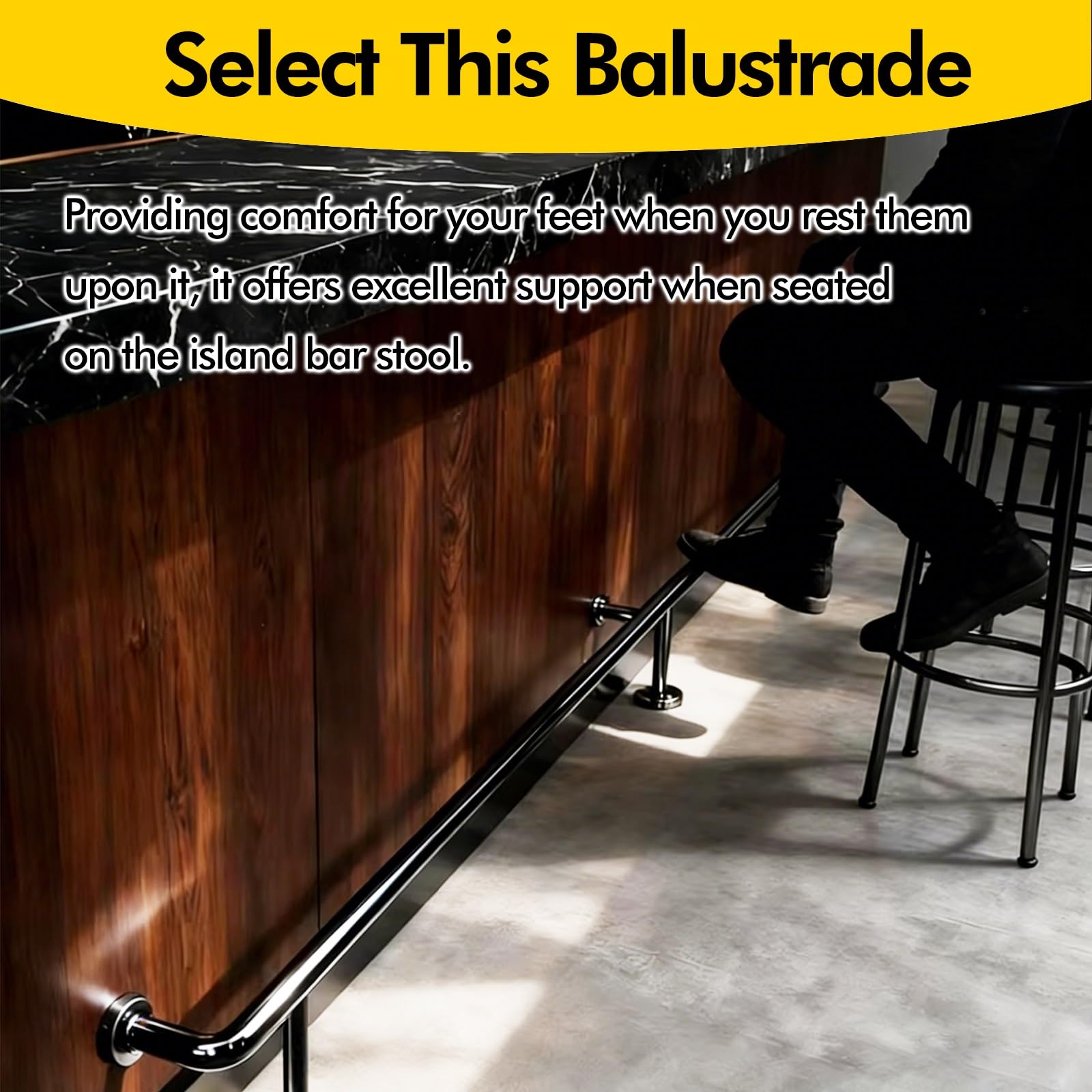 Kit de repose-pieds réglable pour tabouret de bar - Système de main courante complet avec supports et tube pour la maison, le garage, le café et la véranda - Améliore le confort et la sécuri