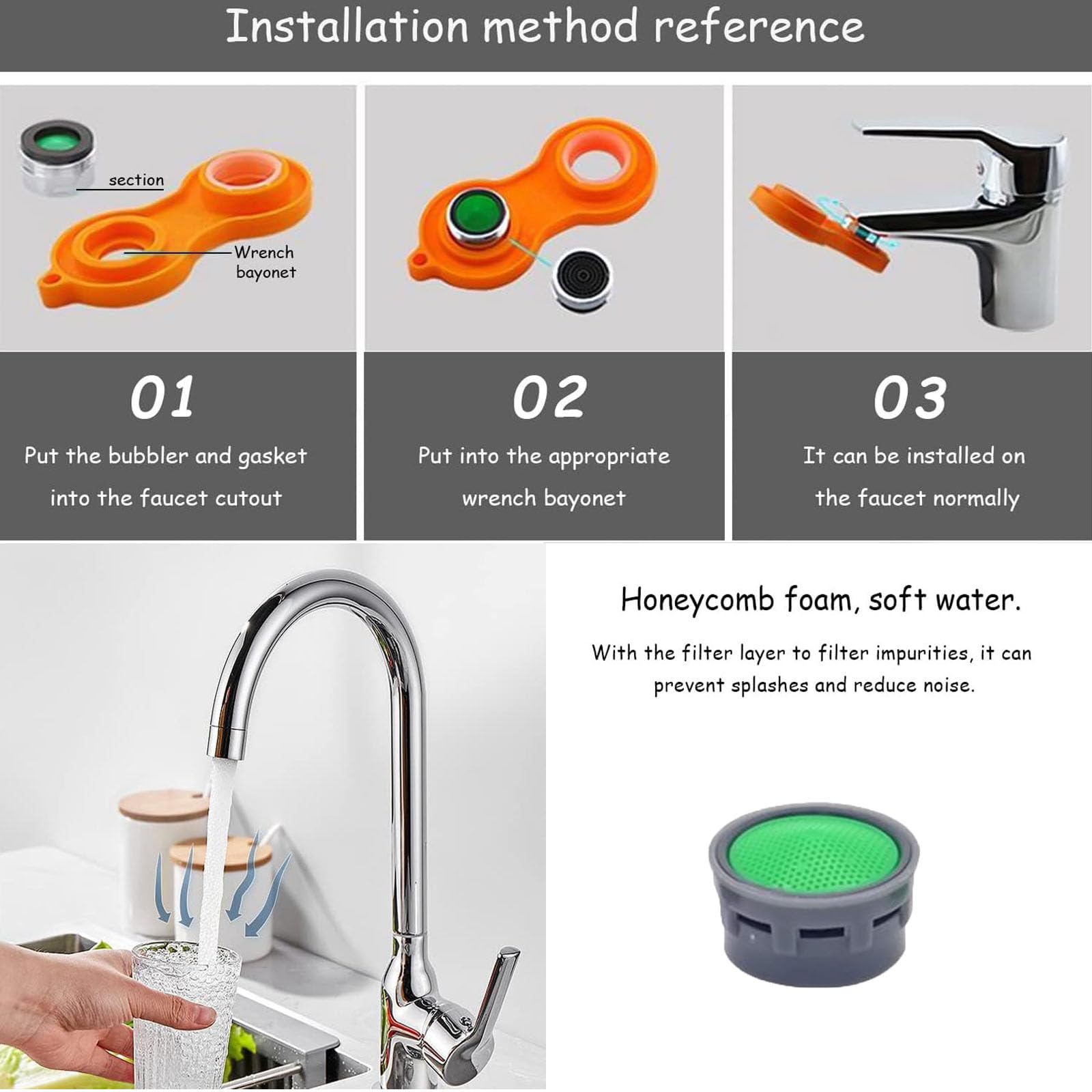 20 Aeratori Per Rubinetti Con Guarnizioni - Limitatori Flusso Per Bagno E Cucina - Foto 8