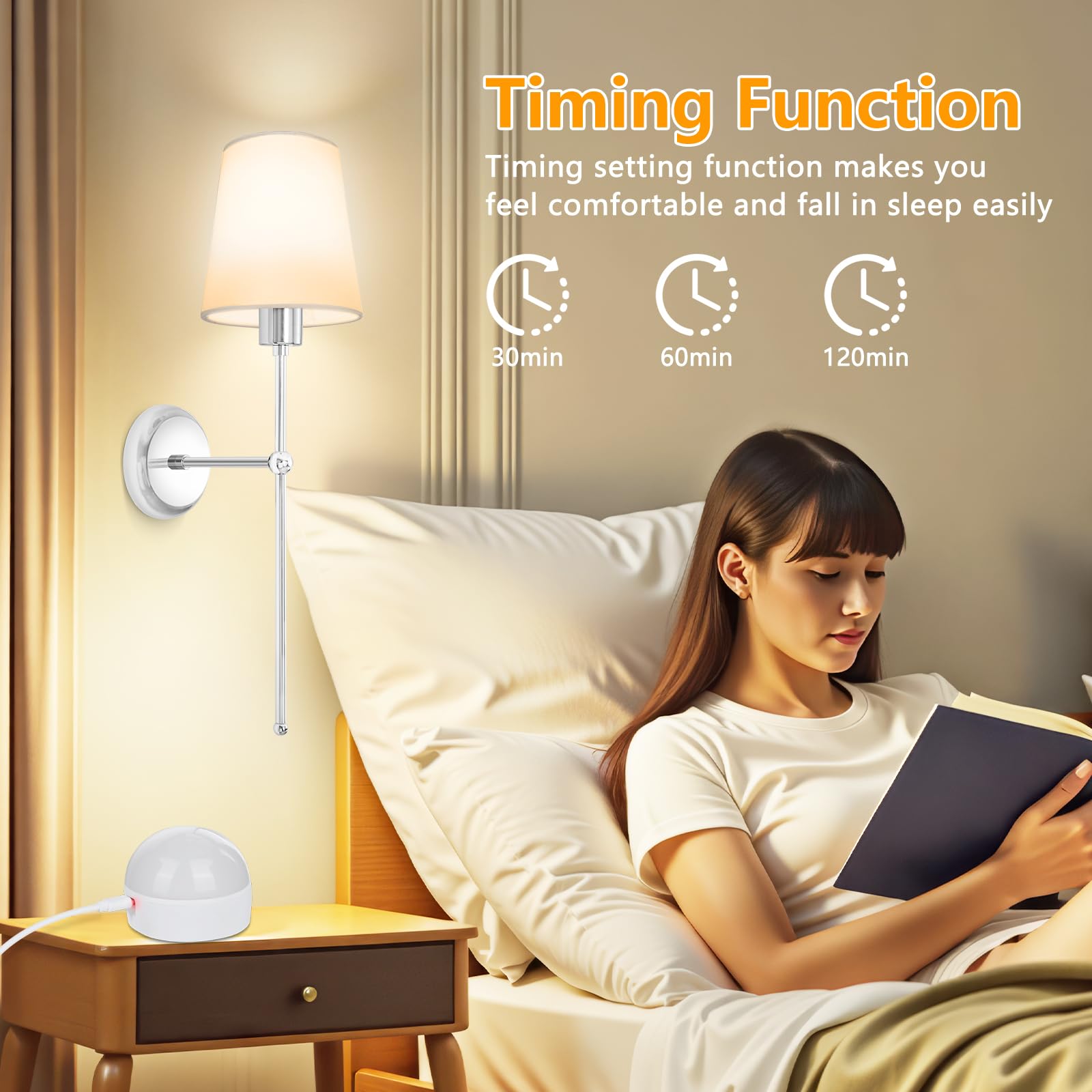 Wandleuchte Innen USB Aufladbare, Wandlampe Akku Dimmbar Drahtlose Wandbeleuchtung mit 3000K-6000K, 12 RGB und Fernbedienung für Schlafzimmer Wohnzimmer Flur Nachttischlampe - Chrom