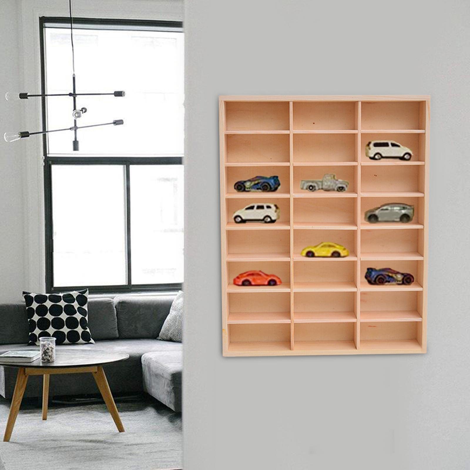 Estante Expositor Organizador Vitrina Soporte de Exhibición Estante Madera Decorativa Adecuado para Almacenar Y Exponer Figuras Muñecos Coches Hogar O, 24 cuadrícula, tal como se describe