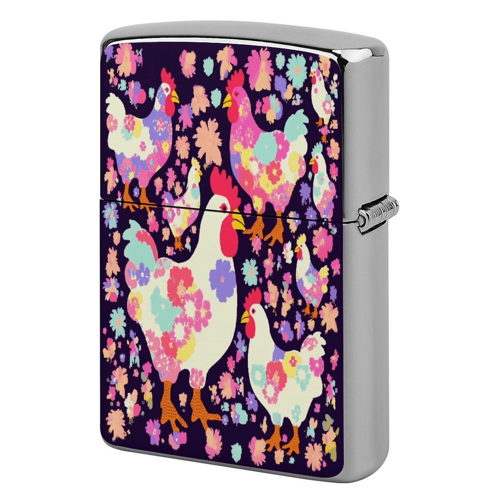 Btcowzrv Style Flower Heart Chicken Metal Lighter Case Sleeve Cover Holder
