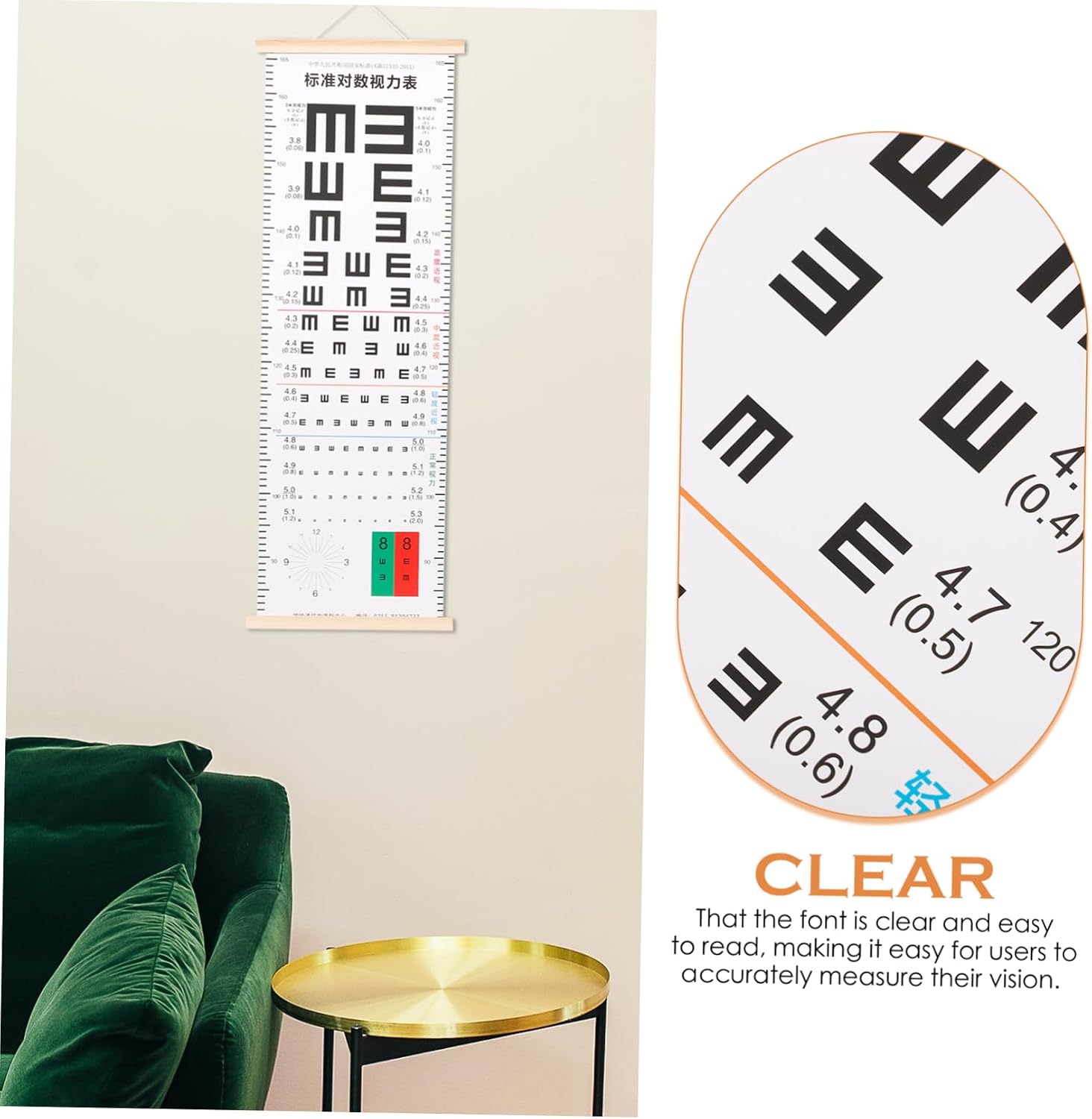 Pocket Eye Chart Handheld Vision Test Aid Double-Sided Eye Exam Chart Easy to Store Use