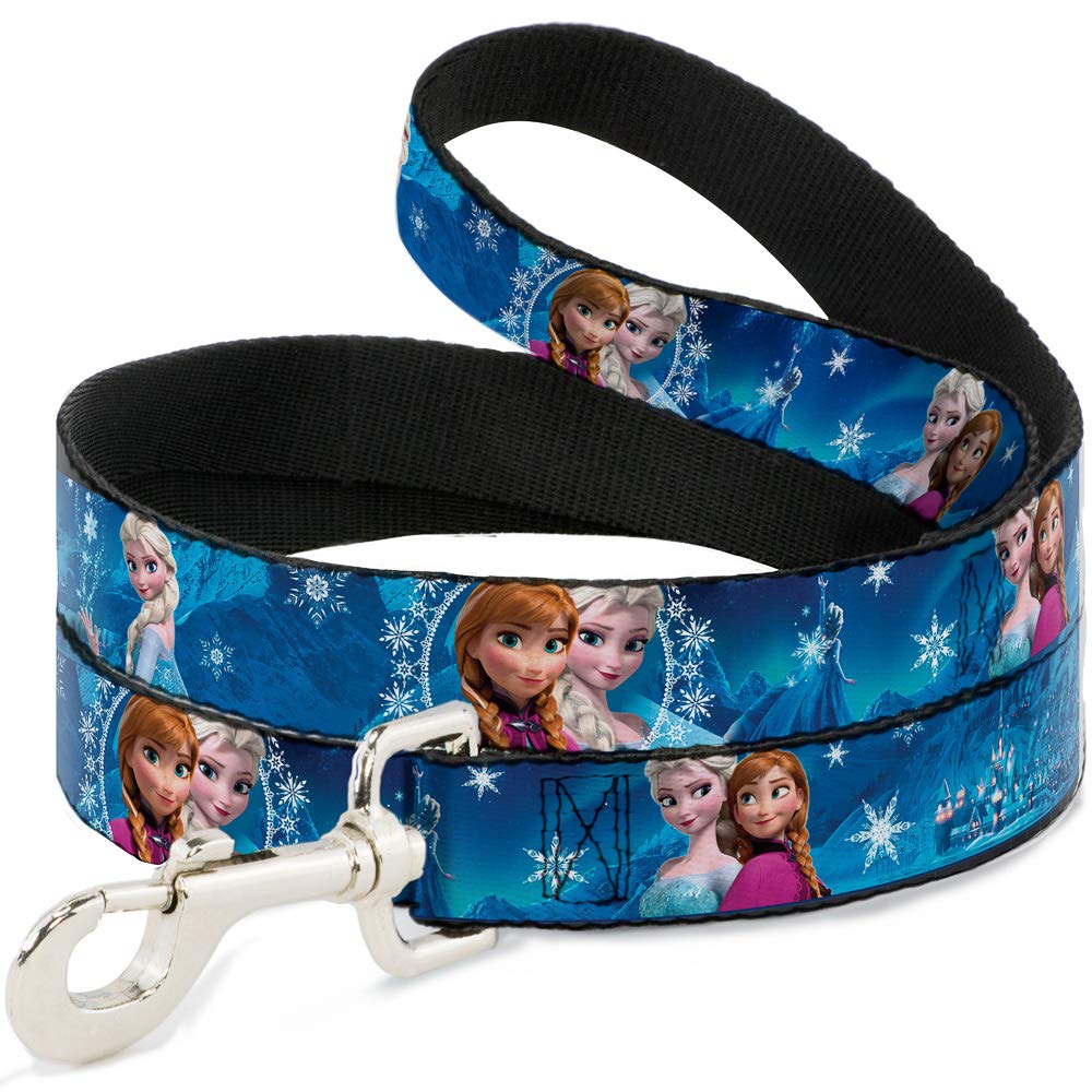 Dog Leash Anna Elsa Poses Castle Mountains Blues 4 Feet Long 1.0 Inch Wide