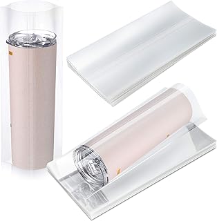 70 Pieces Sublimation Shrink Wrap Film 5 x 10 Inch Heat Transfer Shrink Film Transparent Shrink Wrap Bags Shrink Wrap Bands for Mug, Cups, Tumblers, Blanks Sublimation