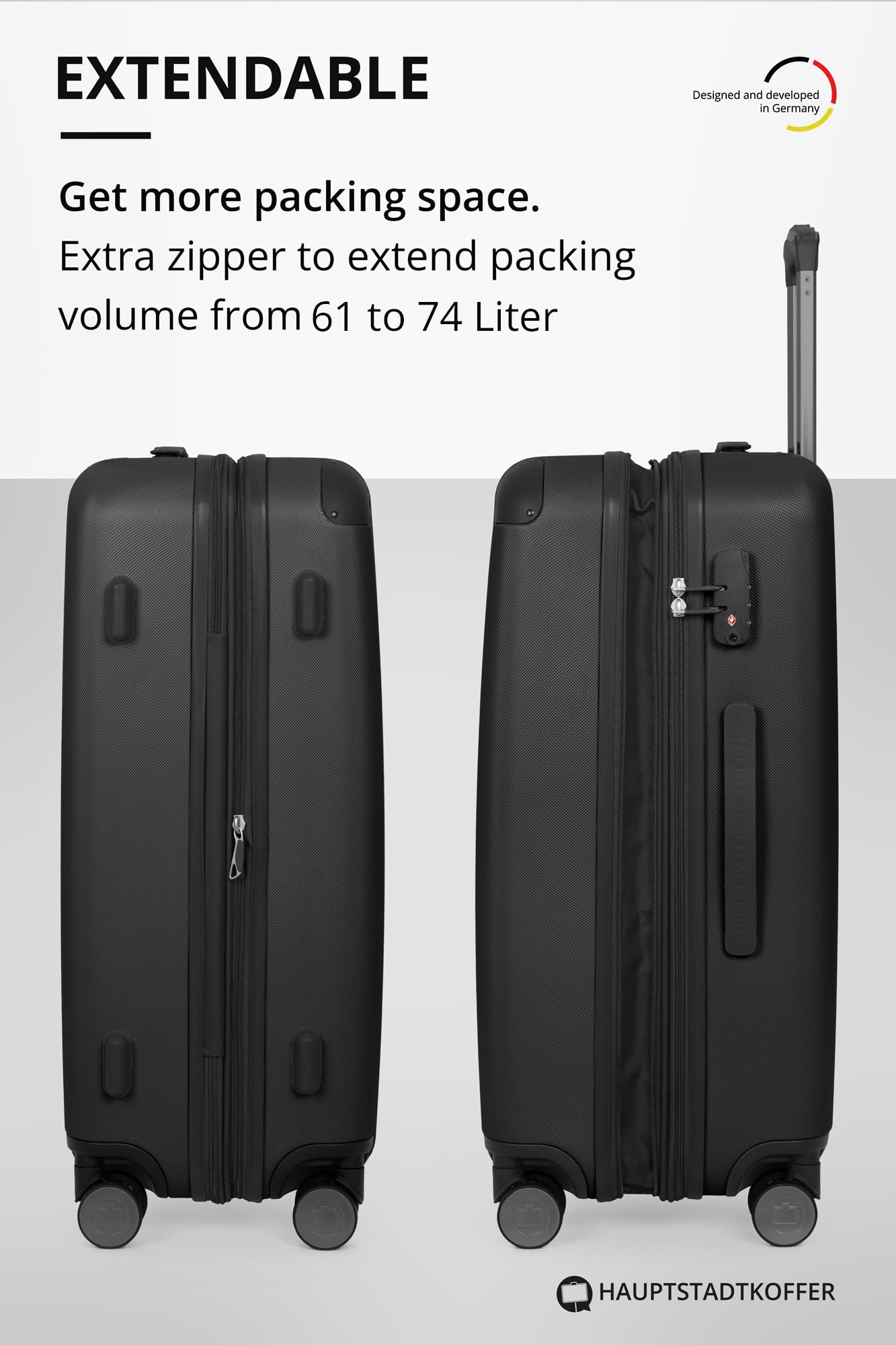HAUPTSTADTKOFFER - Spree - Maleta rígida, Trolley expandible, Equipaje de Viaje, 4 Ruedas Dobles, TSA, 65 cm, 74 litros, Champán — view 488