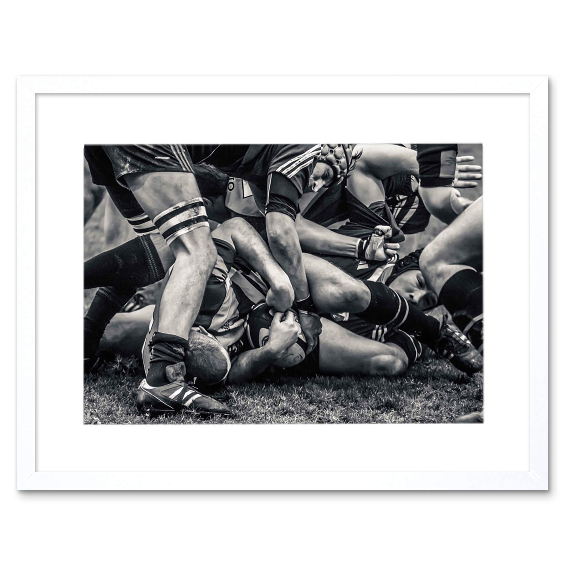 Wee Blue Coo Photo Sport Rugby Football Scrum Players Ball Frame Art Print Picture F12X829