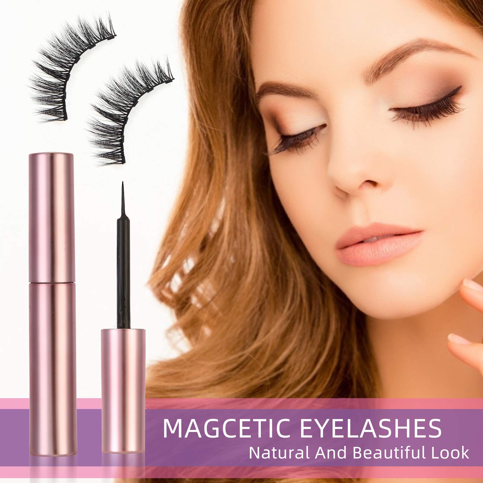 Magnetic Eyelashes With Eyeliner Kit Pairs Different Reusable