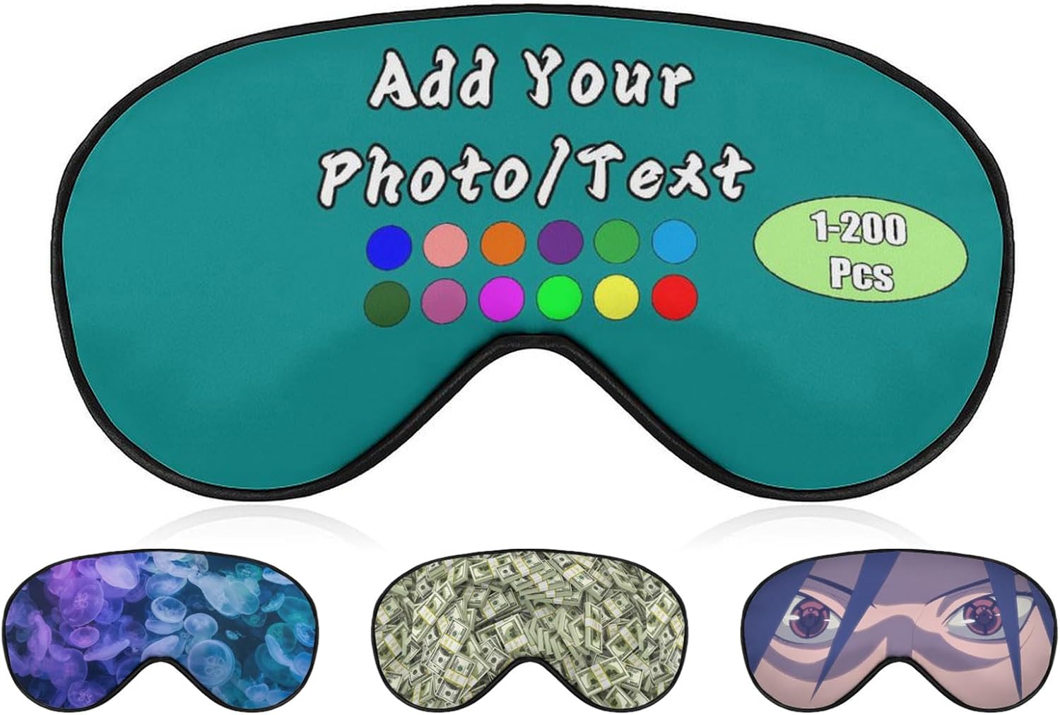 Personalized Eye Mask 1-200 Pcs Custom Eye Cover for Men&Women Customized Eyeshade with Adjustable Strap for Sleeping Travel Work Naps, Darkcyan