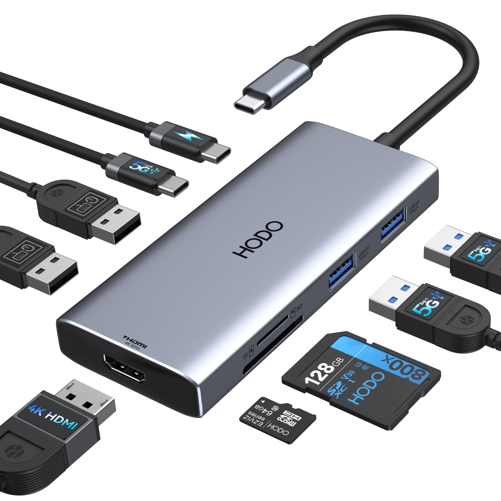 HODO USB C Hub für MacBook, USB-C Adapter Multiport