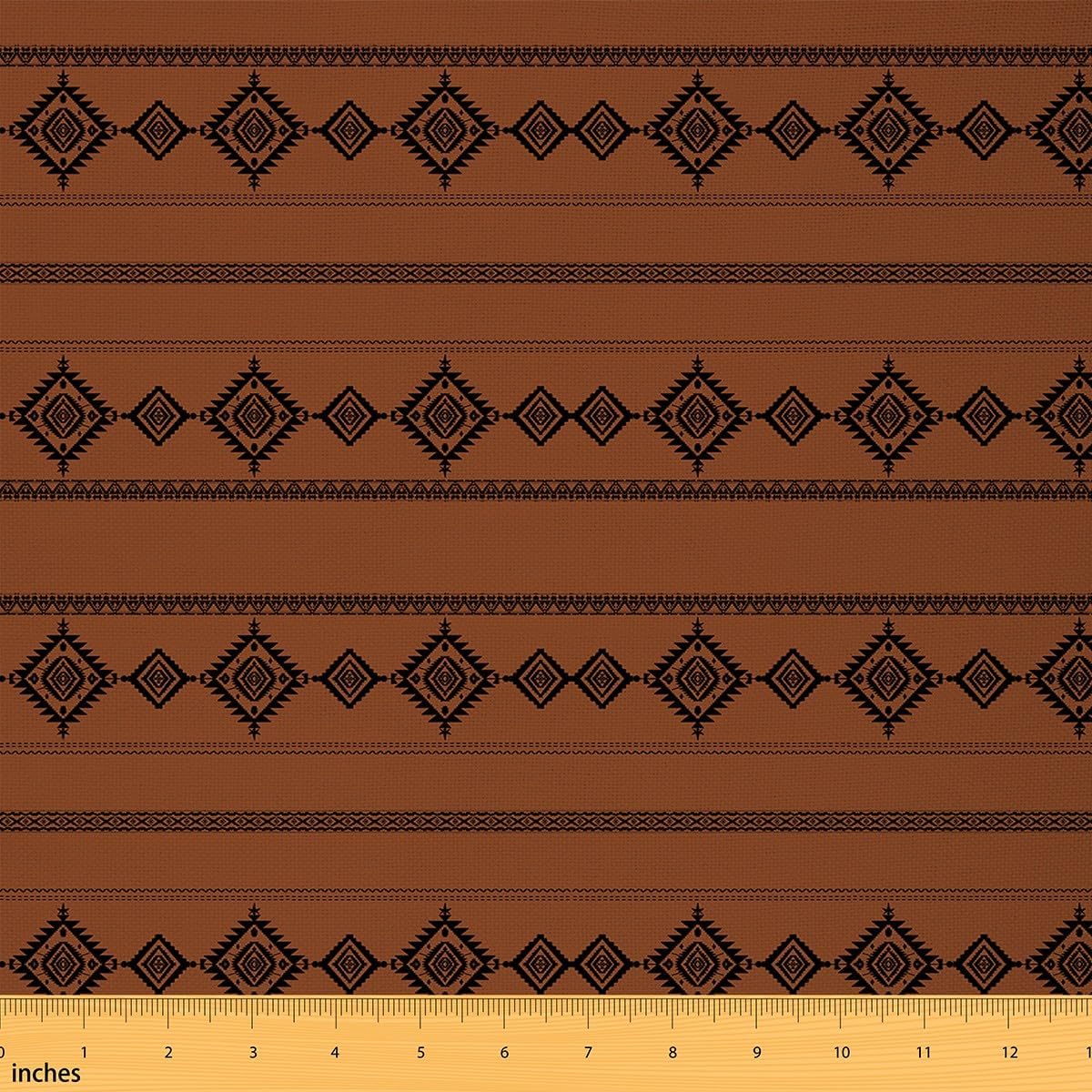 Western Fabric by The Yard 2 Yard Southwestern Native Upholstery Fabric for Chairs Wild West Cowboy for Home DIY Projects, Waterproof Indoor Outdoor Decor Soft Microfiber Tribal Bohemian Orange Black