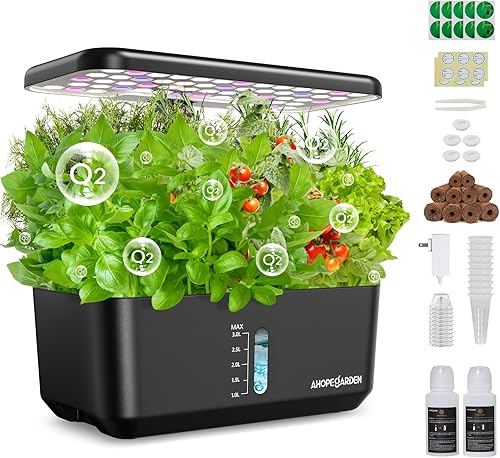 Miniatura 24 de Ahopegarden Sistema de cultivo hidropónico de jardín interior: 12 cápsulas Kit de germinación de plantas Kit de jardín de hierbas Lámpara de Blanco