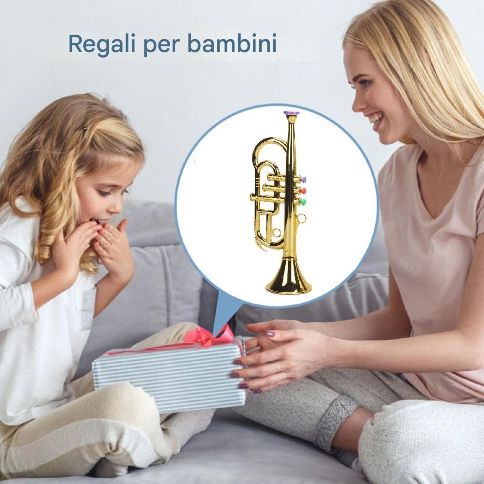 Tromba Giocattolo Per Bambini – ABS 12x9x34cm | Tromba D'argento, Giocattolo Simulato Strumento Trombetta Divertente Per Bambini, Strumenti A Fiato Strumenti A Ṕer Ragazzi Ragazze B́ambini Picc