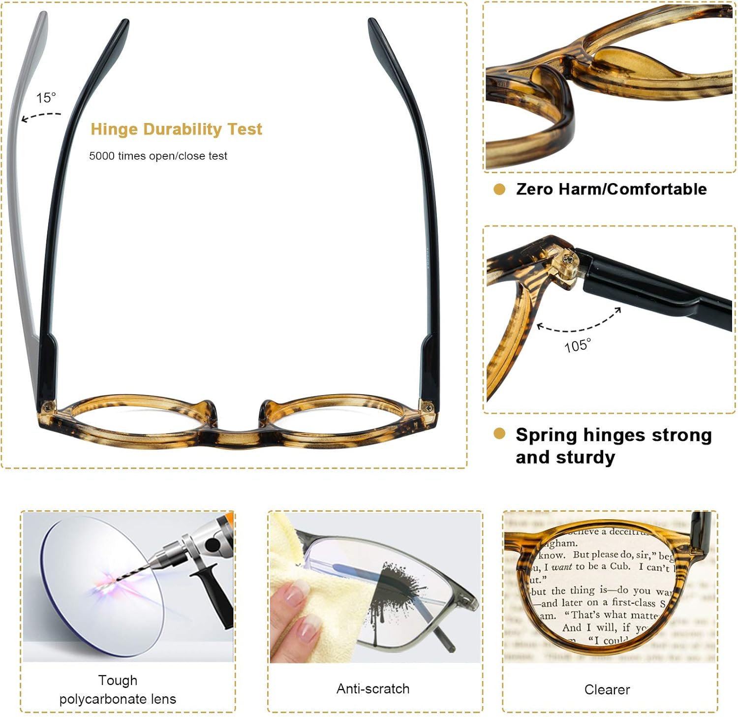 ❤ Crаzу Dеаlѕ Amillet Reading Glasses 3 Pack for Men and Women,Retro Round Spring Hinges Frame Readers,3 Colors with Gift Packing,Glasses for Reading +1.50 Buу 2 gеt 3 Amillet Reading Glasses 3 Pack for Men and Women,Retro Round Spring Hinges Frame Readers,3 Colors with Gift Packing,Glasses for Reading +1.50