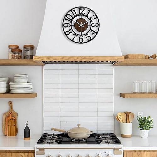 Miniatura 5 de Reloj de pared grande de 16 pulgadas, funciona con pilas, moderno reloj de pared negro para sala de estarcocinadormitorio, reloj decorativo de