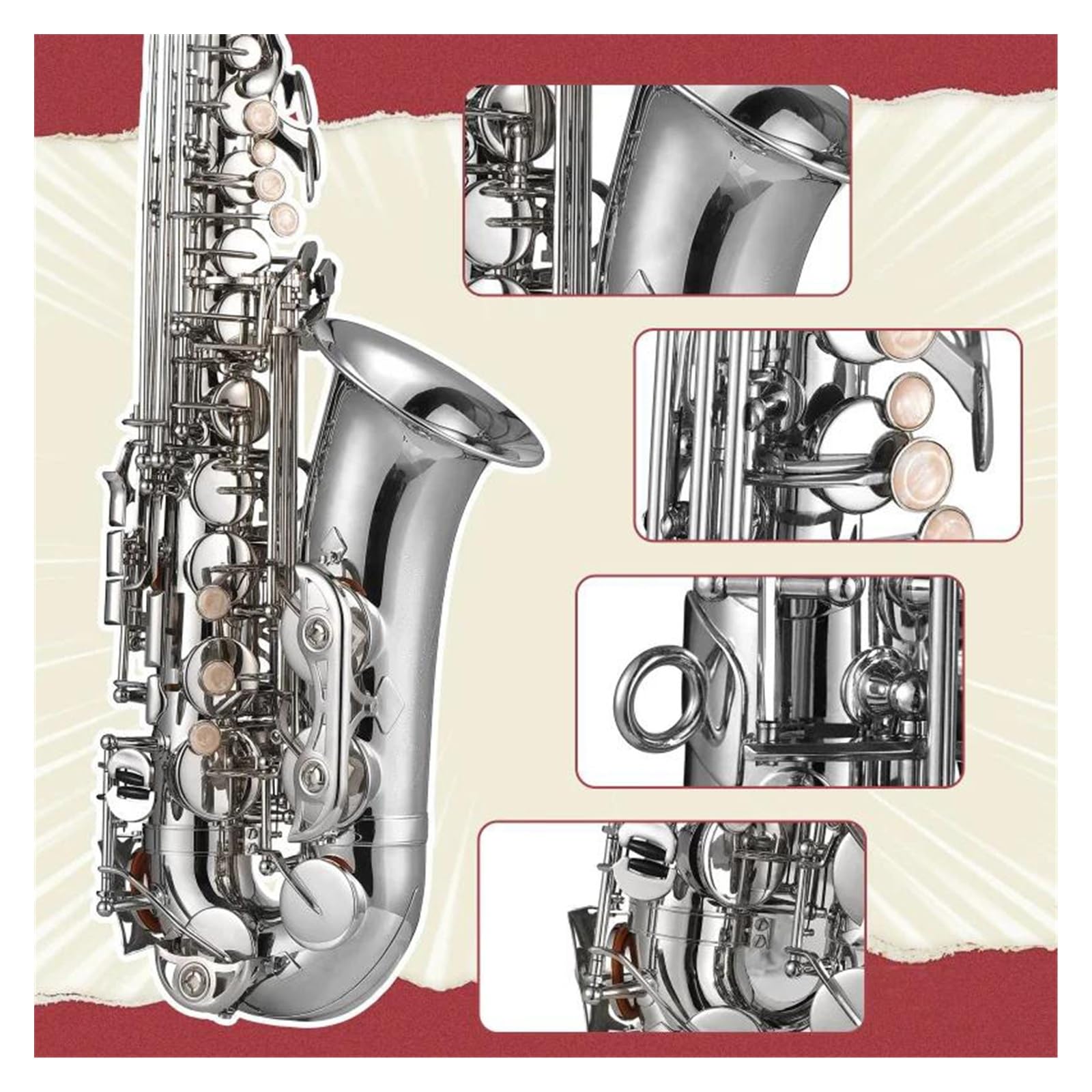Saxofón alto en mi bemol Instrumento de metal adecuado para principiantes y jugadores profesionales
