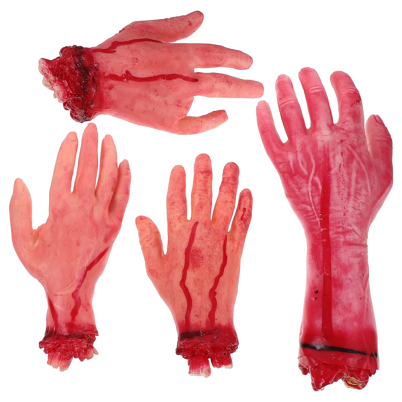 Sewroro 4pcs Halloween Severed Broken Body Parts Fake Human Hands Dead Body Parts Severed Horror Hand for Halloween Party Props Haunted House Decorations
