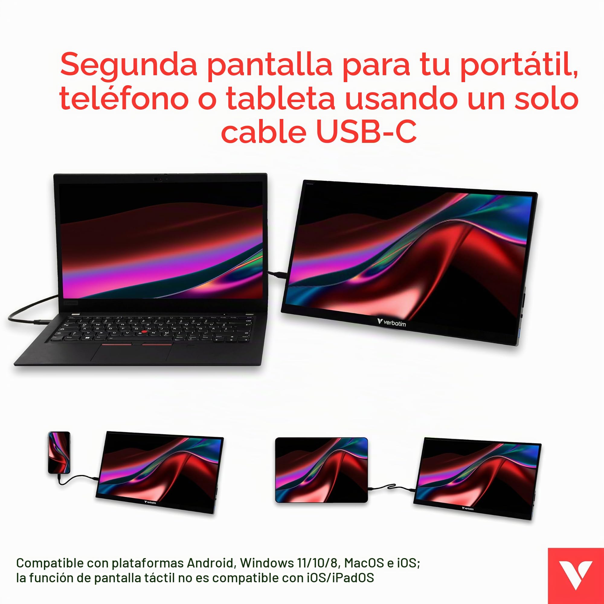 Verbatim 49590 Monitor Pc 35,6 Cm [14] 1920 X 1080 Pixel Full Hd Lcd Nero (verbatim PM-14 Portable Monitor 14? Full Hd 1080p)