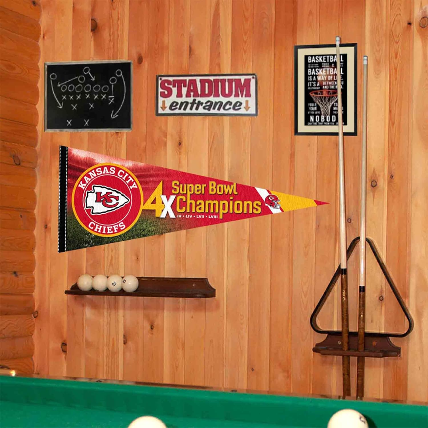 Chiefs Super Bowl 2024 and 4 Time Champions Full Size Large Pennant - Image 2