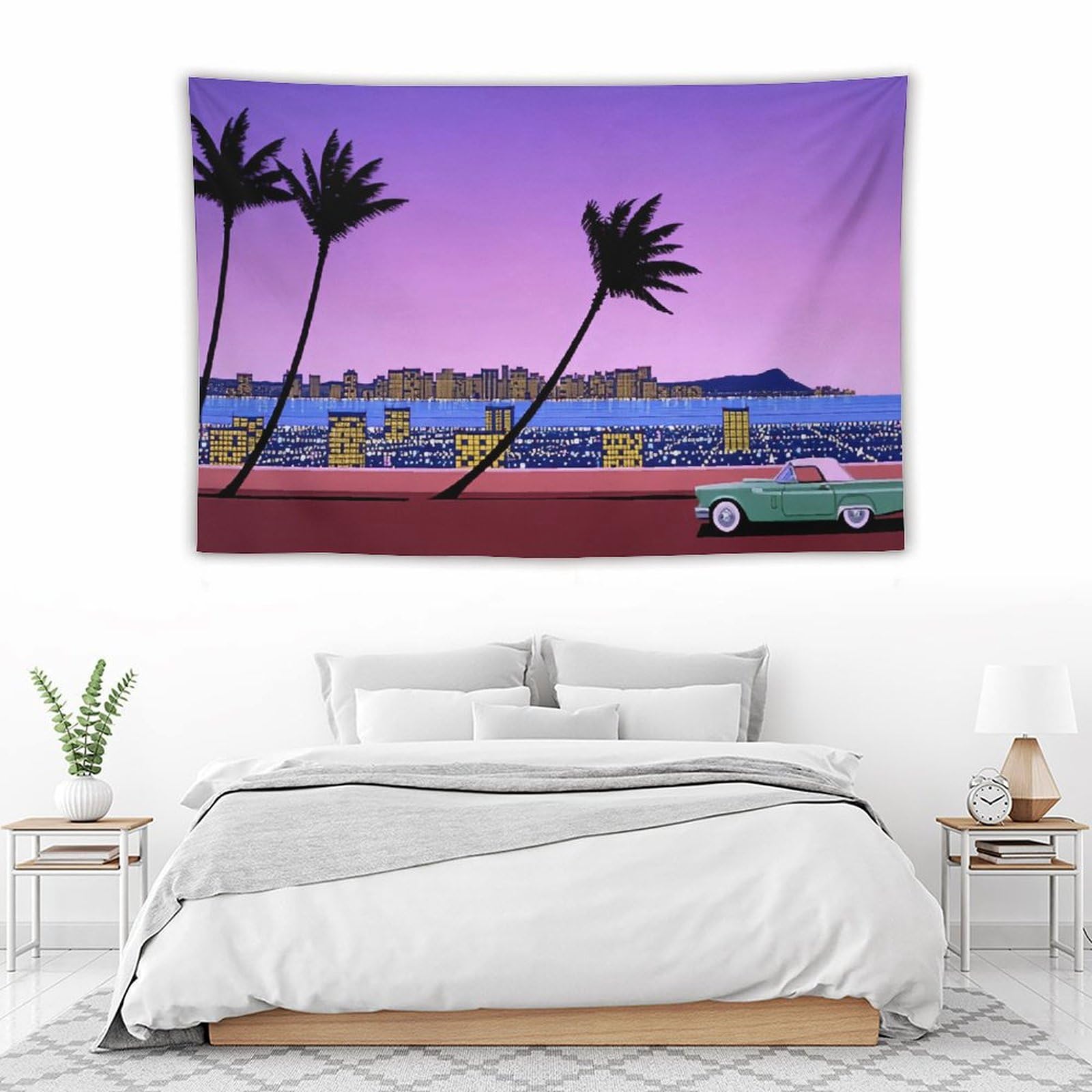 Amazon.co.jp: 永井博 イラストアートワーク タペストリー 夏 ビーチ