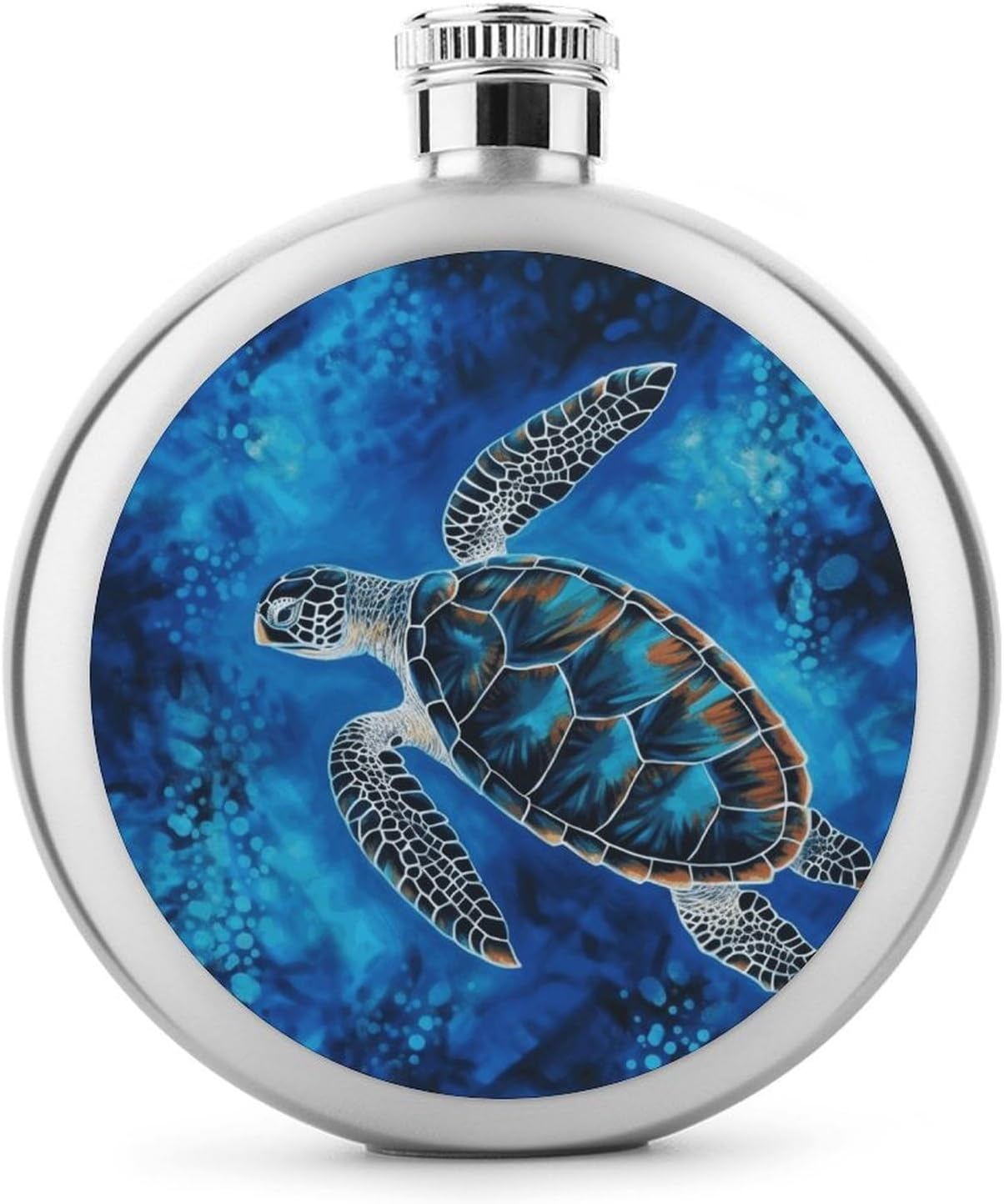 Sea Turtle Blue Hip Flask Flask for Liquor for Men 5 OZ Stainless Steel Hip Flasks Portable Whiskey Flasks for Outdoor Camping Hiking Climbing, Father's Day Gift for Men