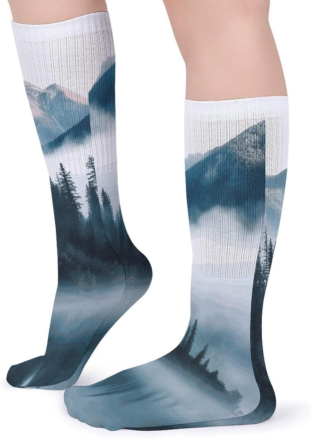 Foggy Mountains Landscape Stocking - Cute Casual Long Athletic,Crew Sock for Men Women,Running Socks Soft Breathable for Gift