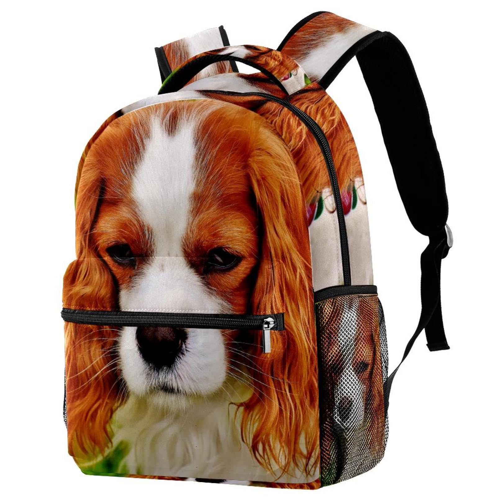 Zaino scolastico per uomini e donne, grazioso zaino da viaggio per laptop con cane a pelo lungo, leggero, zaino casual per libri