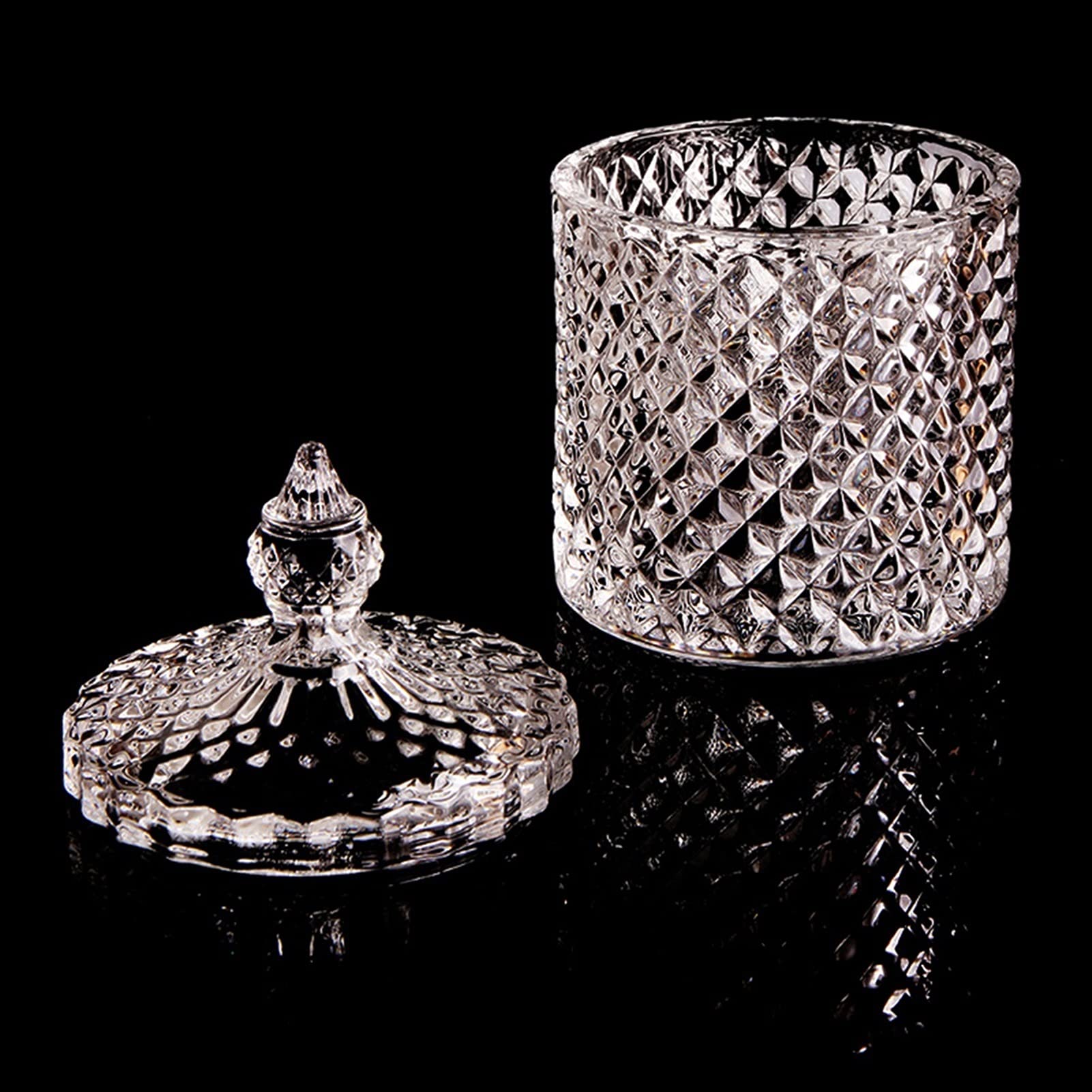 Sucrier avec Couvercle sucrier sucrier en Verre Vintage avec Couvercle, Pot en Verre à Relief tridimensionnel rétro européen Pot à Bonbons Pot d'assaisonnement avec Couvercle
