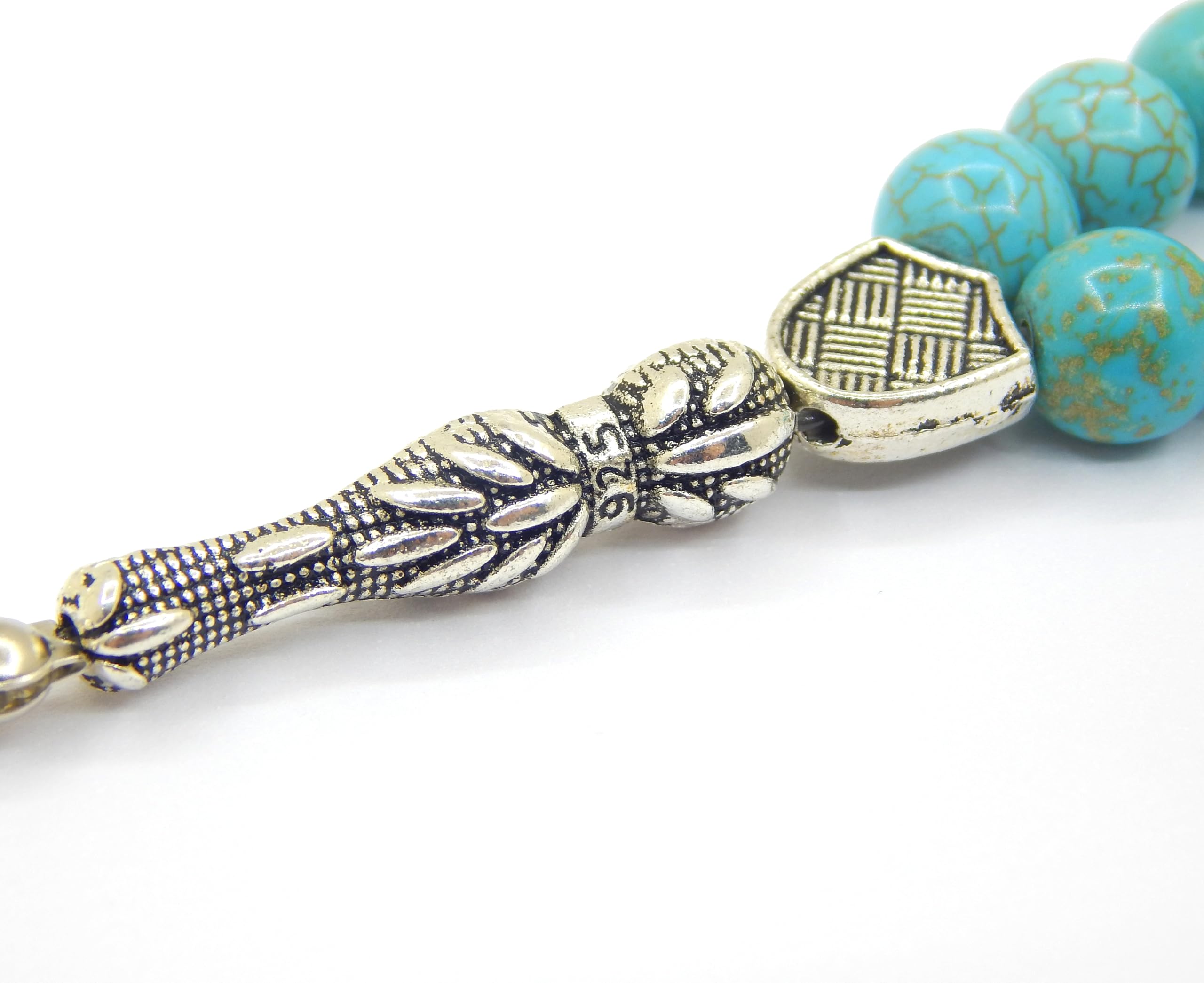Łańcuszek modlitewny Tesbih Tasbih Tespih Misbaha Subha 33, 10 mm muzułmański różaniec islamski z turkusem kamieniem szlachetnym czarne perły biżuteria, bransoletki, akcesoria kultowe