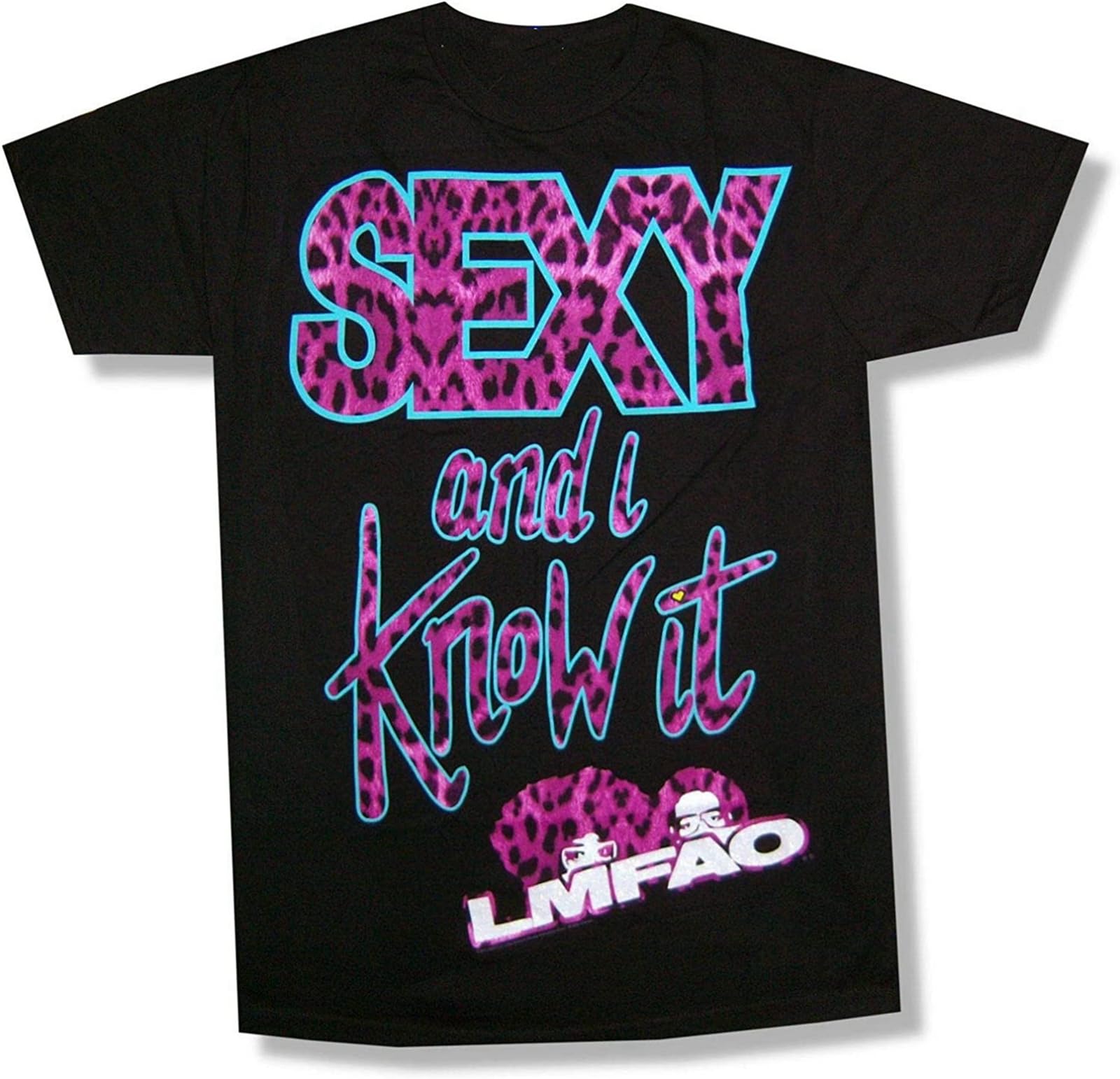 LI YA DENTAL LMFAO Fur Sexy and I Know It T Shirt Adult Band Merch Black M