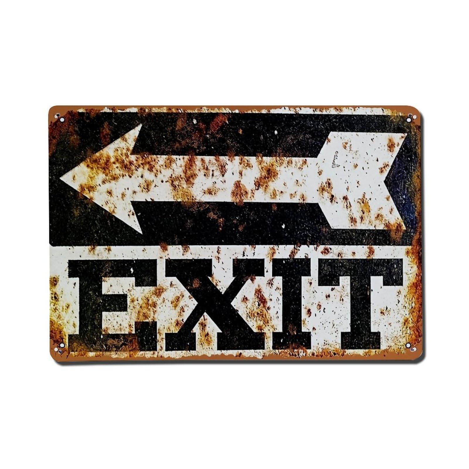 Rusty Metal Exit Sign Arrow Retro Metal Tin Sign, Vintage Metal Poster for Home, Gaming Room, Studio Workshop,Bar,Garage Wall Art Decor 8x12 Inch