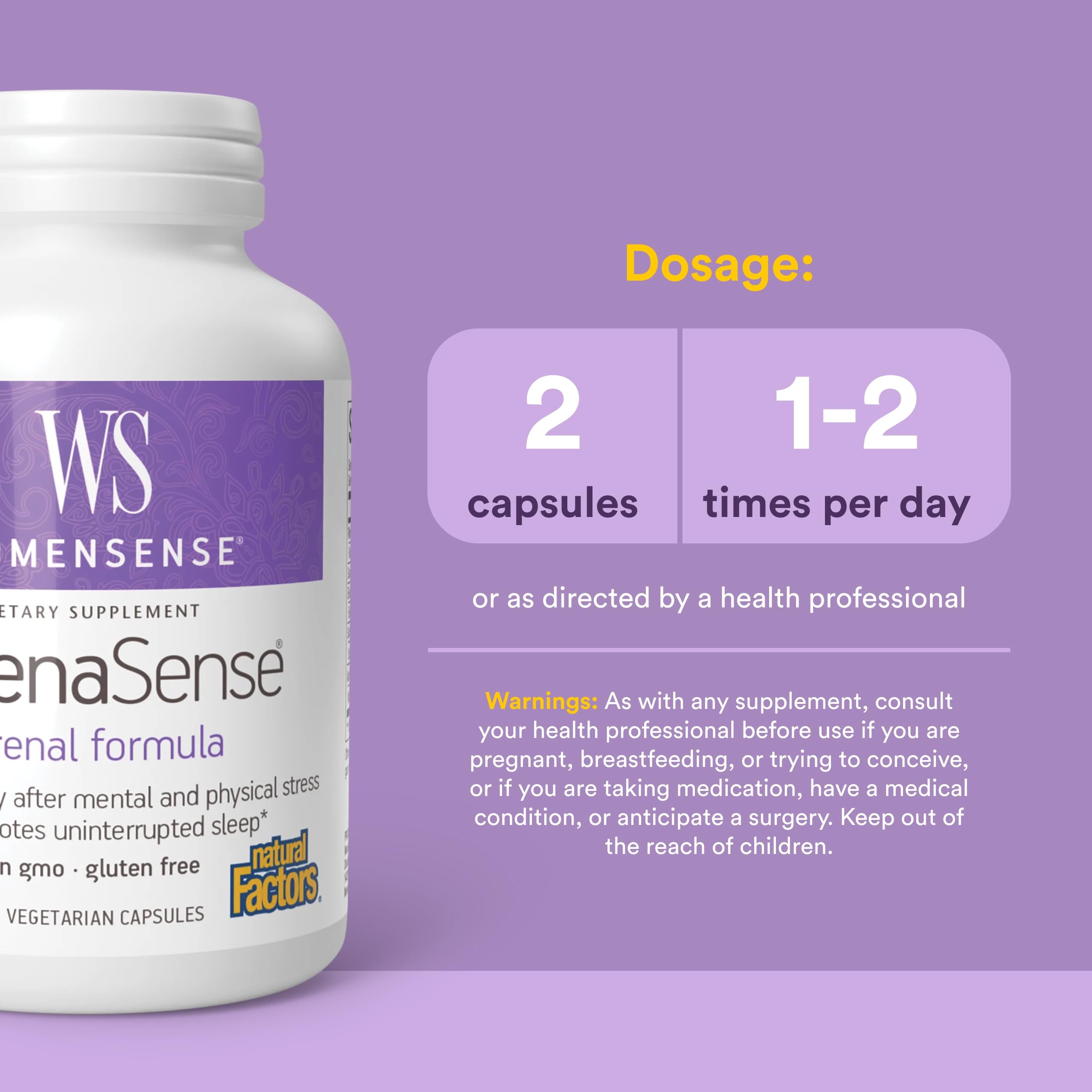 Natural Factors AdrenaSense Adrenal Support*, 120 Vegetarian Capsules — Amazon image 3