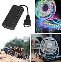 Vista 5 de 4 piezas 2 AA soporte de batería, USB hembra zócalo 2 AA caja de batería titular con cubierta e interruptor de encendido/apagado