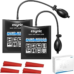 eSynic Air Wedge Pump Up Bag Inflatable Pump Bag Durable TPU Air Bags for Lifting Door 15 * 16.5cm/5.9 * 6.5 Inch Size Air Wedge Door Pump Up Bags Load-bearing 441 Pounds/200KG with Plastic Wedges