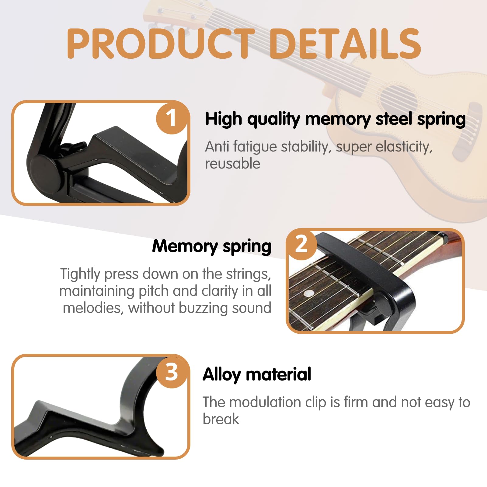 Profesjonalny kapodaster do gitary akustycznej, elektrycznej, basowej, ukulele, banjo i mandoliny - wykonany ze stopu aluminium, czarny - niezbędny dodatek dla muzyków