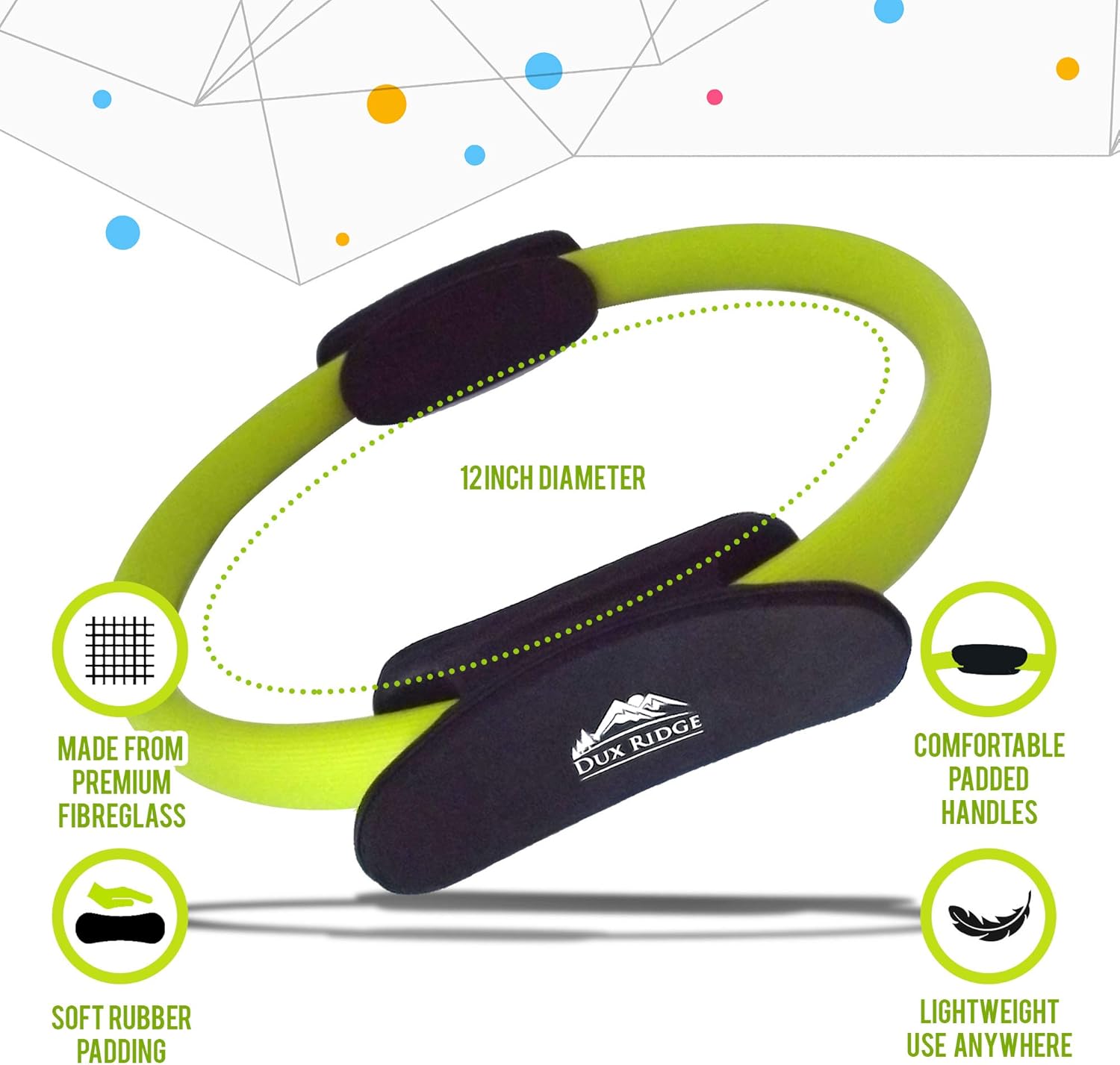 Dux Ridge Pilates Ring 12" Magic Circle, 9" Pilates Mini Ball, Set of 4 Resistance Bands. Total Body Workout in one Box! Pilates Yoga Barre Physical Therapy. Strength Training Without Weights. : Sports & Outdoors