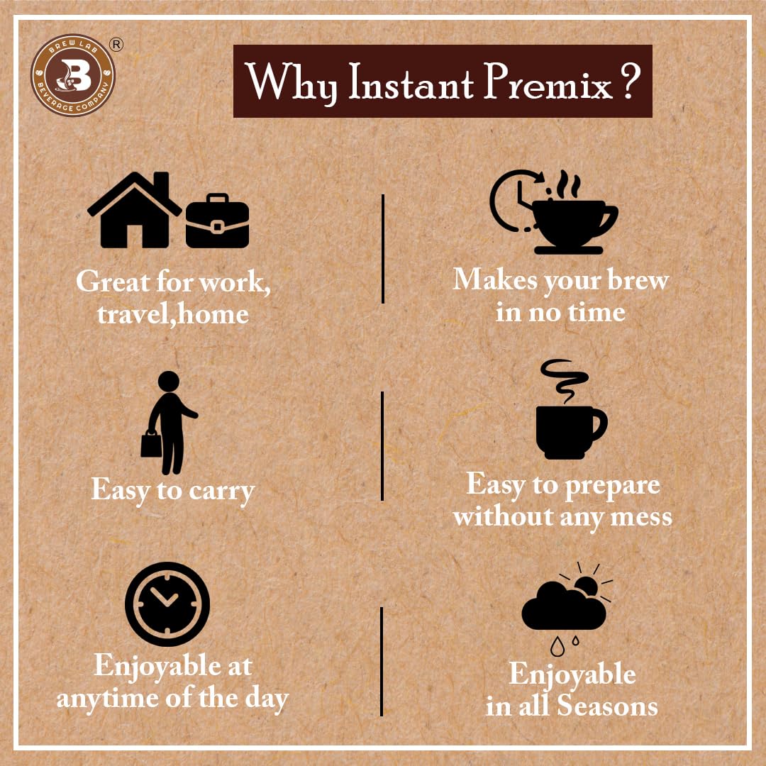 Brew Lab Instant Coffee Premix No Sugar | Support Glucose Metabolism Just Add Hot Water | Instant Coffee (1 kg, Pure Flavoured) 2