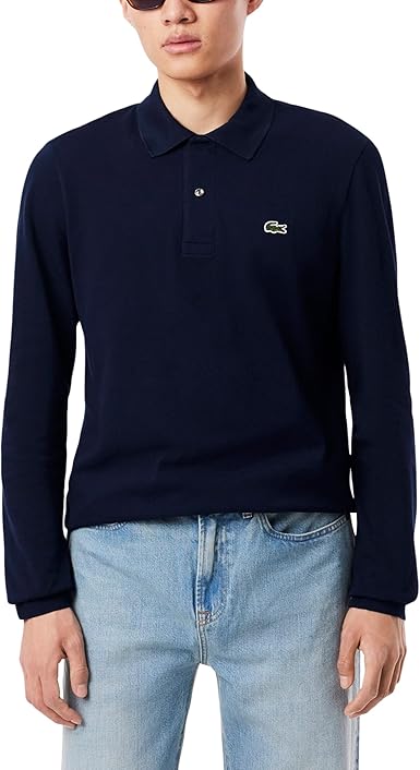 Lacoste Mens Classic Long Sleeve Pique Polo Shirt, Black, 4X-Large