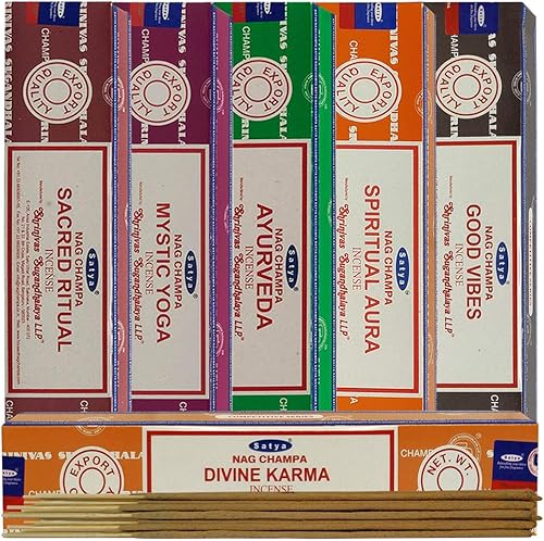 Vista 44 de Satya - Paquete surtido de varillas de incienso #1 y soporte para varillas de incienso con 6 fragancias de la serie natural